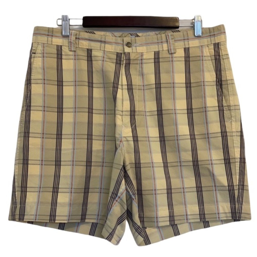 Tommy Bahama Beige Plaid Men’s Flat Front Shorts